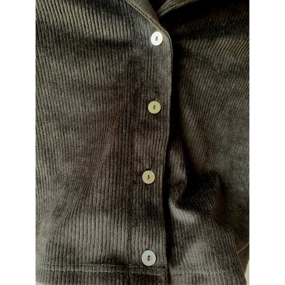 Pacsun Black Velvet Crop Top with Cool Buttons Size M - Picture 3 of 4